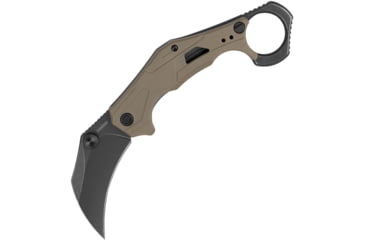Image of Kershaw Outlier Assisted Opening Folding Knife, 2.63 in, Blackwash 8Cr13MoV Stainless Steel, Hawkbill Blade, Glass-Filled Nylon, Tan Handle, 2064TANBW