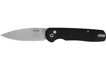 Image of Kershaw Remnant, Folding Knife, 3.25 Spear Point, Plain Edge. D2 Blade Steel, 7.63 Overall Length, Button Lock, Stonewashed Finish, Silver, Black Micarta Handle, 2054