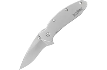 Image of Kershaw Scallion Assisted Opening Folding Knife, 2.4 in, Stainless Steel, Drop Point Blade, Stainless Steel, Bead Blast Finish Stainless Handle, 1620FLB