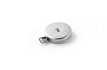 Image of Key-Bak 481LS-HD Industrial Retractable Reel w/ 48in Stainless Steel Cable, 8oz Retraction, Plain Back, Chrome Front, Large Swivel 0481-032