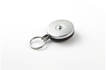 Image of Key-Bak 481TCS-P Industrial Retractable Reel w/ 48in Stainless Steel Cable, 6oz Retraction, Thread-Cutting Screw, Chrome Front, Split Ring 0481-043