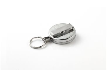 Image of Key-Bak 483-HD Retractable Reel w/ 48in Stainless Steel Cable, Chrome Front, 1.75in Steel Belt Loop, 8oz Retraction, Split Ring 0483-001