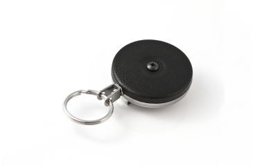Image of Key-Bak 483B-HD Retractable Reel w/ 48in Stainless Steel Cable, Black Front, 1.75in Steel Belt Loop, 8oz Retraction, Split Ring 0483-003