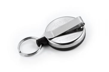 Image of Key-Bak 483B-HDK Retractable Reel w/ 48in Kevlar Cord, Black Front, 1.75in Steel Belt Loop, 8oz Retraction, Split Ring 0483-823