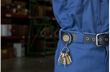 Image of Key-Bak 5 Retractable Reel w/ 24in Stainless Steel Chain, Chrome Front, Steel Belt Clip, Split Ring 0005-011
