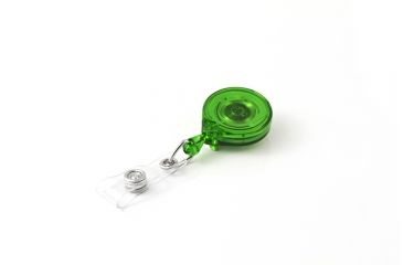 Image of Key-Bak Mini-Bak ID Retractable Reel w/ 36in Nylon Cord, Steel Belt Clip, Vinyl ID Strap, Translucent Green 0215-011