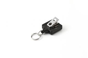 Image of Key-Bak Mini-Bak Square Retractable Reel w/ 36in Nylon Cord, Swivel Bulldog Clip, Split Ring, Black 0027-S05