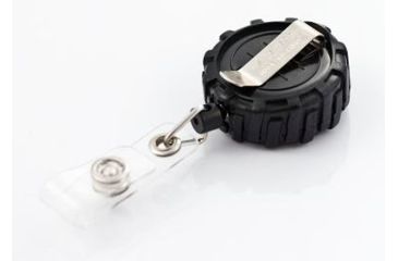 Image of Key-Bak Retract-A-Badge ID TIRE Shaped 5-Pack Retractable Reel w/ 36in Cord, Belt Clip, Vinyl ID Strap, Black 0308-741