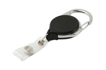Image of Key-Bak Retract-A-Badge ID Carabiner and Belt Clip 25-Pack Retractable Reel w/ 36in Cord, Twist-Free Vinyl ID Strap, Black 0200-771