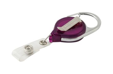Image of Key-Bak Retract-A-Badge ID Carabiner and Belt Clip 5-Pack Retractable Reel w/ 36in Cord, Twist-Free Vinyl ID Strap, Translucent Purple 0200-758