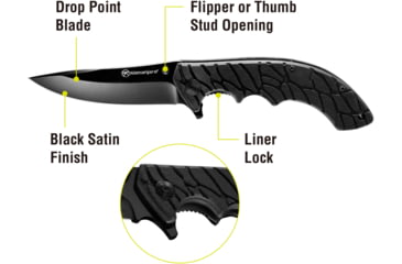 Image of EDEMO Kilimanjaro Gear Makazi Folding Knife,3.8in, Black G10 Handle,Plain Black Blade KJ910083, EDEMO1