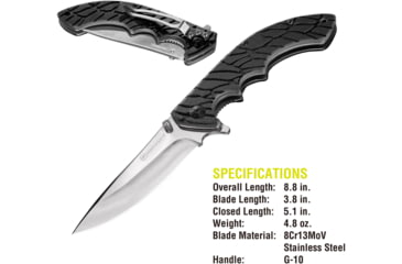 Image of Kilimanjaro Gear Makazi Folding Knife,3.8in, Black G10 Handle,Plain Blade KJ910059
