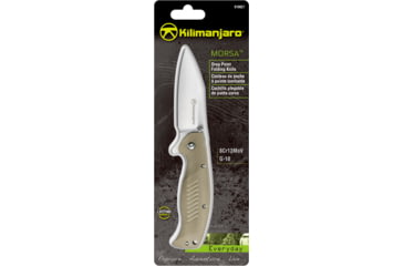 Image of Kilimanjaro Gear Morsa Folding Knife,3.5in,Tan Wood Grain G10 Handle,Plain Blade KJ910027