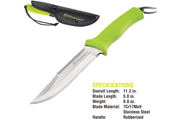 Image of Kilimanjaro Gear Talbot Fixed Blade Knife,5.8in,Green Rubberized Handle,Clip Point ComboEdge Blade KJ910045
