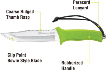 Image of Kilimanjaro Gear Talbot Fixed Blade Knife,5.8in,Green Rubberized Handle,Clip Point Plain Blade KJ910044