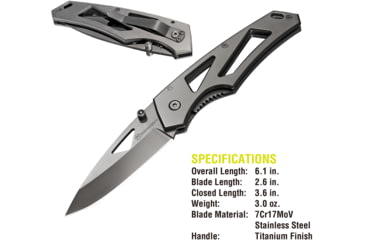 Image of Kilimanjaro Gear Vertice Folding Knife,2.6in,Skeletonized Black Handle, Black Plain KJ910061