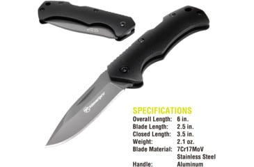 Image of Kilimanjaro Gear Victus Folding Knife,2.5in, Black Handle, Black Plain Edge KJ910086