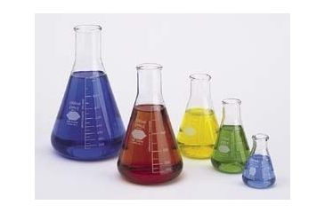 Image of Kimble/Kontes KIMAX Brand Erlenmeyer Flasks, Narrow Mouth, Reinforced Beaded Top, Capacity Scale 26500 50