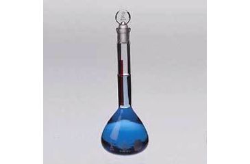 Image of Kimble/Kontes KIMAX Brand Volumetric Flasks with [ST] Glass Stopper, Red Stripe, Class A 28013 25