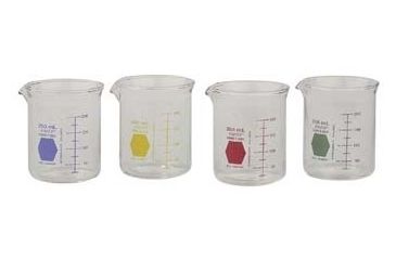 Image of Kimble/Kontes KIMAX Color-Coded Griffin Beakers, Double Scale, Borosilicate Glass, Kimble Chase 14000G 150 Cool Green Graduations