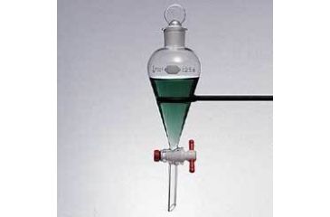 Image of Kimble/Kontes KIMAX Separatory Funnels, Squibb, Pear-Shaped, Kimble Chase 29048T 250 With [ST] Ground Glass Stopper And Autoclavable Ptfe Stopcock