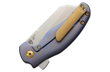Image of Kizer Cutlery C01C Mini Framelock Blue Folding Knife, 2.5in Stonewash Cpm S35Vn SS Blade, Blue Anodized Titanium Handle, Pocket Clip, Black Nylon Pouch, KI3488A2