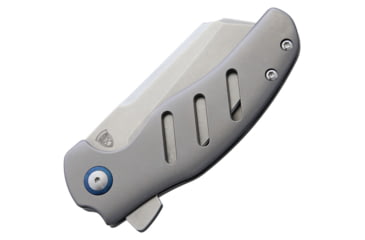 Image of Kizer Cutlery C01E Framelock Left Hand Folding Knife, 3.25in Stonewash S35Vn SS Blade, Gray Satin Titanium Handle, Pocket Clip, Left Hand Version, KI4488L1