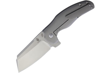 Image of Kizer Cutlery C01E Framelock Left Hand Folding Knife, 3.25in Stonewash S35Vn SS Blade, Gray Satin Titanium Handle, Pocket Clip, Left Hand Version, KI4488L1