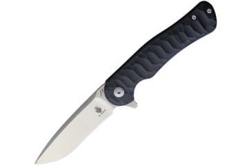 Image of Kizer Cutlery Dukes Linerlock Folding Knife, 3in Satin Bohler N690 SS Blade, Black Sculpted G10 Handle, Pocket Clip, V3466N1