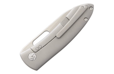 Image of Kizer Cutlery Wanderer Framelock Folding Knife, 3.5in Stonewash Cpm S35Vn SS Drop Point, Gray Matte Finish Titanium Handle, Thumb Pull, Pocket Clip, Camo Nylon Case, KI4500