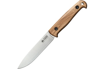Image of Kizlyar Pioneer Sleipner Satin Walnut Knife, 9.25in Overall, 4.75in Satin Drop Point, Walnut Handle, Sleipner Steel Blade, Brown Leather Sheath, KK0136