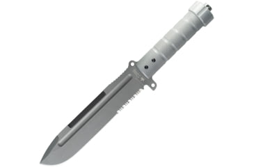 Image of Kizlyar Survivalist Z D2 Gray Knife, 12.5 overall, Grooved and textured black aluminum handle, KK0078