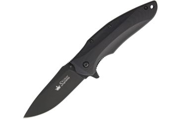 Image of Kizlyar Zedd Linerlock Black Ti AUS-8 Folding Knife,3.25in,AUS-8 Steel,Drop Point,Black,G10 Handle KK0173
