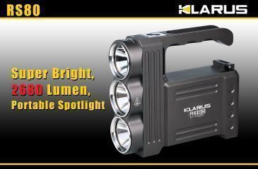 Image of Klarus RS80 LED Spotlight with 3 x CREE XM-L U2 LEDs - 2680 Lumens - Uses, Black RS80
