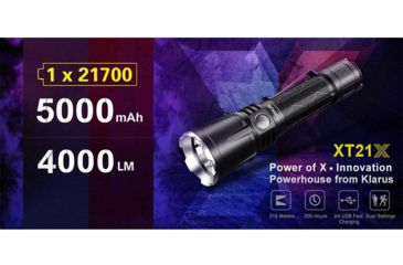 Image of Klarus XT21X 1 x 21700 CREE XHP70.2 P2 LED Tactical Flashlight, 4000 Lumens, Black, XT21X