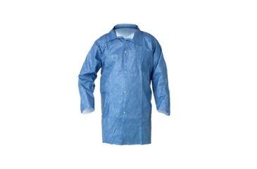 Image of Kleenguard A60 Bloodborne Pathogen &amp; Chemical Splash Protection Lab Coats, Blue, Medium 45512