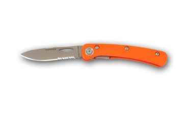 Image of Knives of Alaska Featherlight Hunter D2 Serrated Knife, G-10 Handle, Hunters Orange 00392FG
