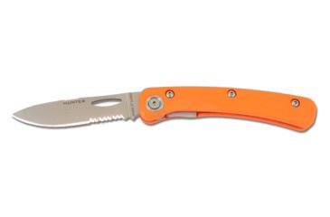 Image of Knives of Alaska Featherlight Hunter D2 Serrated Knife, G-10 Handle, Hunters Orange, 00392FG
