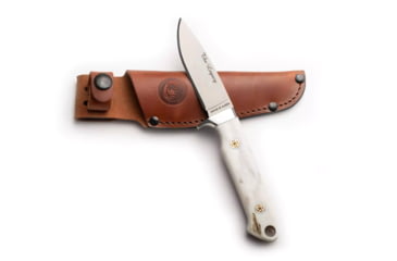 Image of Knives of Alaska Legacy Fixed Blade Knife, 3.25in, CPM-S30V Stainless Steel, Drop Point Blade, Stag, Brown And White Sculpted Bone Handle, 00961FG