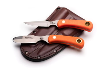 Image of Knives of Alaska Muskrat / Cub Bear Combo Fixed Blade Knives, 2.25in / 2.75in, CPM-S30V Stainless Steel, Round Point/Caping Blade, Santoprene, Orange Handle, 00104FG