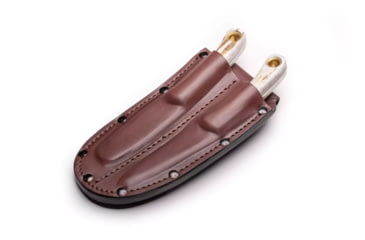 Image of Knives of Alaska Muskrat / Cub Bear Combo Fixed Blade Knives, 2.25in / 2.75in, CPM-S30V Stainless Steel, Round Point/Caping Blade, Stag, Brown And White Sculpted Bone Handle, 00103FG