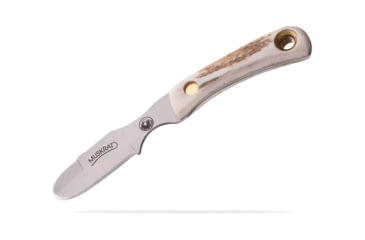 Image of Knives of Alaska Muskrat / Cub Bear Combo Fixed Blade Knives, 2.25in / 2.75in, CPM-S30V Stainless Steel, Round Point/Caping Blade, Stag, Brown And White Sculpted Bone Handle, 00103FG