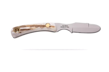 Image of Knives of Alaska Muskrat / Cub Bear Combo Fixed Blade Knives, 2.25in / 2.75in, CPM-S30V Stainless Steel, Round Point/Caping Blade, Stag, Brown And White Sculpted Bone Handle, 00103FG