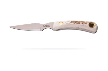 Image of Knives of Alaska Muskrat / Cub Bear Combo Fixed Blade Knives, 2.25in / 2.75in, CPM-S30V Stainless Steel, Round Point/Caping Blade, Stag, Brown And White Sculpted Bone Handle, 00103FG