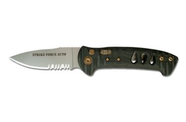Image of Knives of Alaska Strike Force D2 Automatic Folding Knife, Serrated, G10 Handle, Black 00916FG