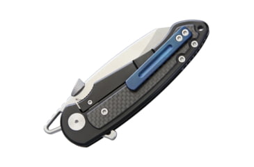 Image of Krudo VICE Framelock Folding Knife, 3.5in Satin 9Cr18Mov SS Blade, Black SS Handle With Carbon Fiber Inlay, Pocket Clip, Thumb Wedge, KVCE243