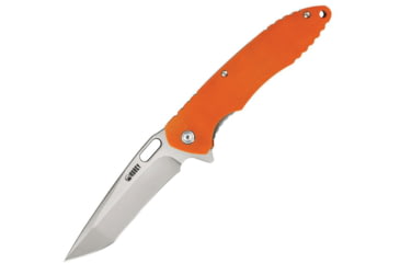 Image of Kubey Dark Knight Linerlock Orange Folding Knife, 3.75 sand blast finish AUS-10A stainless tanto bl, Orange G10 handle, KU065