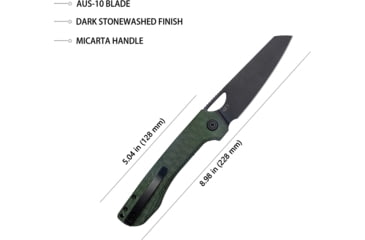 Image of Kubey Elang. Green Micarta. BLK