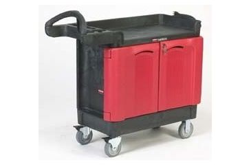 Image of Lagasse Brothers TradeMaster Mobile Cabinet Carts and Work Centers, Rubbermaid 451288 BLA Two-Door Cabinet Cart, Small
