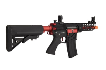 Image of Lancer Tactical Enforcer Needletail Skeleton Crane Stock Low FPS, Black/Red, LT-29BACRL-G2-ME